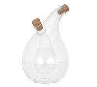 Operitacx Botella Dispensadora de Aceite y Vinagre de Vidrio con Doble Compartimento y Tapa de Madera, Diseño para Uso en Cocina y Mesa