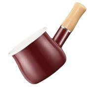 Operitacx Cacerola Esmaltada y Uso Multifuncional de 500ml con Asa de Madera Calentamiento Rápido para Leche Adecuado para Preparar Alimentos para Bebés