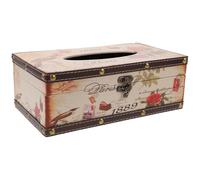 Operitacx Caja de Pañuelos Retro de Madera Diseño Británico 1889, Dispensador Decorativo para Restaurante y Hogar, Porta Servilletas Vintage, Caja de Bombeo Cartón, Suministros