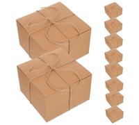 Operitacx Cajas de Cartón Marrón Cuadradas con Cuerda de Cáñamo y Etiquetas en Blanco 10 Piezas Resistentes y Elegantes 15x15x10 Cm para Obsequio para Celebraciones y Envíos