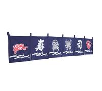 Operitacx Cortina Elegante Azul de Poliéster para Puerta Estilo Japonés, Colgante de Banderines para Decoración en Tienda de Té y Restaurante