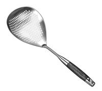 Operitacx Cuchara Ranurada para Pasta de Acero Inoxidable y Madera, Resistente a Altas Temperaturas, Diseño Simple y Fácil de Limpiar para Cocina y Escurrir Alimentos