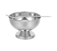 Operitacx Cuencos de Postre de Acero Inoxidable 160ml con Base y Tenedor | Plata, Forma Redonda y Limpieza Fácil, para Helado, Yogur y Fruta en Reuniones Familiares o Fiestas