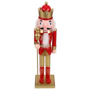 Operitacx Figura de Cascanueces de Madera Roja Base Cuadrada Estable, Decoración Navideña Clásica y Artesanal para Temporada Festiva y Exhibiciones en Repisas