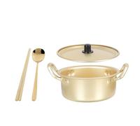 Operitacx Olla para Fideos de Aluminio Tapa Dorada, Resistente al Calor, Superficie Lisa y Fácil de Operar para Cocinar Ramen Coreano en Casa