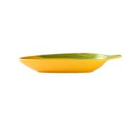 Operitacx Plato de Aperitivos Delicados de Cerámica Pintado a Mano para | Refrigerios y Maíz, Uso en Cocina y Comedor, Color Amarillo, Pieza Decorativa Versátil