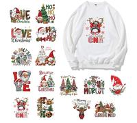 Opilroyn - Calcomanías navideñas para manualidades (15 unidades, calcomanías de y árbol | Pegatinas para planchar de Navidad | para tela de cojín de toalla