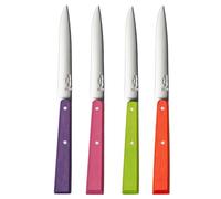 Opinel - Caja de 4 Cuchillos de Mesa N°125 Bon Appétit Pop - Hoja de Acero Inoxidable - Mango de Madera de Charme - Fabricación Francesa - Color Violeta, Verde Manzana, Fucsia, Mandarina