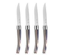 Opinel - Estuche de 4 Cuchillos de Mesa Chic de Contrachapado de Abedul - Hoja Tradicional Yatagan de Acero Inoxidable - Mango de Abedul - Garantía de por Vida - Fabricación Francesa