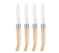 OPINEL - Estuche de 4 Cuchillos de Mesa Chic de Fresno - Hoja Tradicional Yatagan de Acero Inoxidable - Mango de Madera de Fresno - Garantía de por Vida - Fabricación Francesa