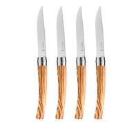 Opinel - Estuche de 4 Cuchillos de Mesa Chic de Olivo - Hoja Tradicional Yatagan de Acero Inoxidable - Mango de Madera de Olivo - Garantía de por Vida - Fabricación Francesa