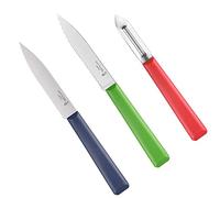 Opinel - Estuche Trio Los Esenciales +, 1 Cuchillo Serrado, 1 Cuchillo de Cocina, 1 Pelador - Hoja de Acero Inoxidable - Mango de Polímero Robusto - Apto para Lavavajillas