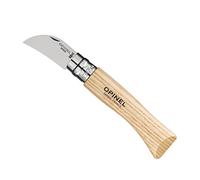 Opinel - N°07 Cuchillo Castaña y Ajo - Hoja Pico de Pájaro de 4 cm Acero Inoxidable - Mango de Madera de Castaño - Anillo de Seguridad Virobloc - Fabricación Francesa
