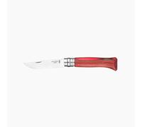 Opinel - N°08 Cuchillo Plegable - Hoja de Acero Inoxidable - Mango de Contrachapado de Abedul Rojo - Corte Perfecto, Mantenimiento Sencillo - Anillo de Seguridad Virobloc - Fabricación Francesa