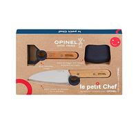 OPINEL Petit Chef - Estuche de cocina para niño - Cuchillo, pelador y guía de corte - a partir de 7 años - Garantía de por vida - Fabricación francesa - Azul