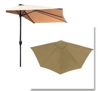 OPOLDBDMAC 270cm Toldo De Recambio para Sombrilla De Media, Cubierta De Repuesto para Sombrilla De Patio, Toldo De Repuesto para Sombrilla 5 Varillas, Protección UV Impermeable(Khaki)