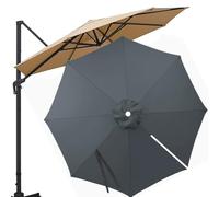 OPOLDBDMAC Toldo De Repuesto para Sombrilla De Patio 3m, Cubierta De Tela De Repuesto Sombrilla Voladiza Tela De Paraguas Recambio para Parasol De Jardín, Patio, Piscina(Gray)
