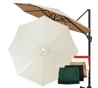 OPOLDBDMAC Toldo De Repuesto para Sombrilla Voladiza 3m, Toldo De Recambio De Sombrilla Redondo Tela Cubierta De Repuesto para Sombrilla 8 Costillas Parasol Excentrico(Off-White)