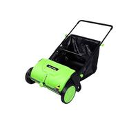 OPPWONG Barredora de Césped Manual, Recogedor de Hojas para Jardín, Ancho | Recolector de Hojas y Césped de Plástico con Cepillo Ajustable y Bolsa de 100 L