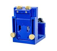 OPPWONG Kit de Plantilla para Orificios de Bolsillo para Carpintería, Herramienta Kreg Jig con ángulo de Taladro de 15 Grados y Guía de Profundidad para Puertas de Gabinetes, Ensamblaje (BLUE)