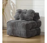 OPULENTHOME - Sofá cama convertible plegable con almohadas, 3 en 1 sillón cama convertible de pana con cojines, sofá perezoso y calentador para dormitorio, salón (190 x 85 x 20 cm), color gris