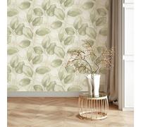 Opulenza Hoja Vinilo Papel Pintado Verde Salvia Rasch 659870 Duradero Estilo