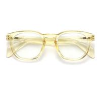 Opulize AWE - Lentes de lectura con bloqueo de luz azul para mujeres y hombres, retro, redondos, antirreflejos, con protección UV, amarillo transparente +2.00
