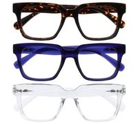 OPULIZERA Gafas de Lectura de Bloqueo de Luz Azul para hombre y mujer, Lentes Antirreflectante y Antideslumbrante, Protección UV, Pacquete de 3 Marrón Azul Claro +2,00
