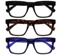 OPULIZERA Gafas luz azul mujer y hombre - Lentes Antirreflectante y Antideslumbrante - Protección UV400 - Paquete de 3 - Negro Marrón Azul