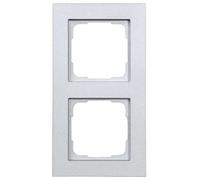 OPUS® 55 Fusion - Marco embellecedor para 2 enchufes, color aluminio plateado brillante