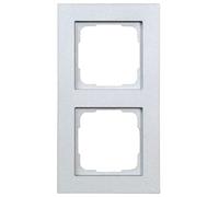 OPUS® 55 Kubus - Marco embellecedor para 2 enchufes, color aluminio plateado brillante