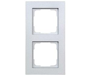 OPUS® 55 Kubus - Marco embellecedor para 2 enchufes, color aluminio plateado brillante