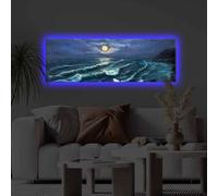 Opviq, 3090KTLGDACT - 006, Cuadro decorativo con iluminación LED, 100% poliéster, multicolor, 30 x 90 cm