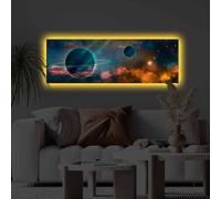 Opviq, 3090KTLGDACT - 012, Cuadro decorativo con iluminación LED, 100% poliéster, multicolor, 30 x 90 cm