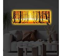Opviq, 3090KTLGDACT - 015, Cuadro decorativo con iluminación LED, 100% poliéster, multicolor, 30 x 90 cm