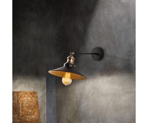 Opviq, aplique de pared de hierro, en color y dorado, 25 x 40 cm, altura 20 cm, casquillo E27, máximo 40 W, IP20. Diseño industrial y elegante para espacios de vida modernos. Fácil de instalar.