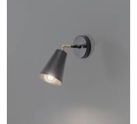 Opviq Aplique de pared Evander, negro/dorado, metal, altura 21 cm, E27