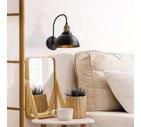 Opviq Aplique de pared Saglam, negro/dorado, altura 36 cm, metal