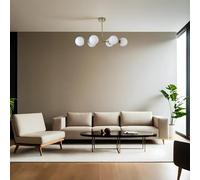 Opviq Elegant Gold & White Chandelier, Metal Body, 90 cm Length, 15 cm Cap Diameter, E27 Socket, Max 40W, 220-240V, Stylish Lighting for Modern Spaces