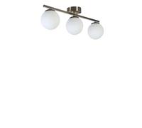 Opviq Elegante chandelier con cuerpo de metal y tapa de cristal, cromo mate y blanco, 56 cm de largo, 20 cm de altura, casquillo E27, máx. 40 W, iluminación elegante para espacios modernos