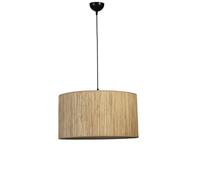 Opviq Elegante chandelier de metal con tapa de bambú, 45 cm de diámetro, altura ajustable, casquillo E27, acabado roble y negro, perfecto para espacios modernos, calificación IP20