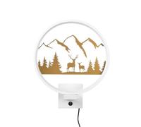 Opviq Elegante lámpara de pared, color blanco y dorado, 30 x 36 x 10 cm, 100% metal, protección IP44, máx. 12 W, cable de 200 cm, interruptor de encendido/apagado, ideal para diseño moderno