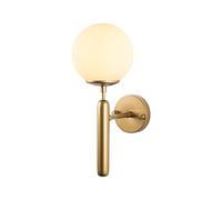 Opviq Elegante lámpara de pared con cuerpo de metal y tapa de cristal, acabado dorado, 15 x 20 x 40 cm, casquillo E14, máx. 40 W, perfecta para decoración glamurosa y escandinava