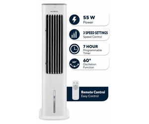 Opviq, Kumtel HAC-02, Ventilador de torre, Blanco, 100% ABS, 29,5 x 23 x 85 cm