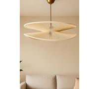 Opviq, lámpara colgante elegante (color crema y dorado), diámetro 50 cm, altura: 17 cm, altura ajustable de 18 a 52 cm, 1 x E27, máximo 40 W, IP20, estilo moderno de macramé, ideal para salones y ofic