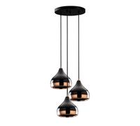 Opviq Lámpara de araña en negro y cobre con altura ajustable