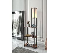 Opviq, lámpara de pie industrial fabricada con papel y MDF, acabado en nogal, 140 cm de altura, 1 x E27, máximo 40 W, IP20, diseño elegante para espacios de vida modernos, sin bombilla incluida.