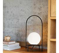 Opviq Lámpara de sobremesa de metal y cristal Blanco y Negro