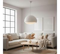 Opviq, lámpara de techo de alta calidad, cuerpo de metal, pantalla de fibra de vidrio, 50 x 44 x 30 cm, altura: 45-120 cm, casquillo E27, IP20, color blanco, diseño moderno para espacios elegantes.