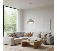 Opviq, lámpara de techo de alta calidad, cuerpo de metal, pantalla de fibra de vidrio, altura ajustable de 30 a 120 cm, base de Ø10 cm, casquillo E27, IP20, color blanco, diseño moderno para espacios 